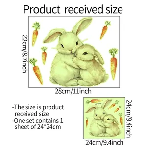 Stickers de toilettes lapin et carotte lumineux avec tableau des tailles pour maison