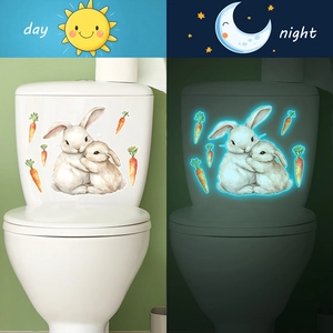 Stickers lapins et carottes luminescents avec effet jour et nuit pour la décoration