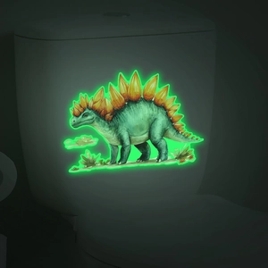 Luminous Stegosaurus dinosaur glow-in-the-dark toilet sticker for bathroom decor