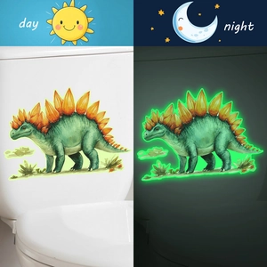 Luminous stegosaurus dinosaur wall sticker showing day and night glowing effect