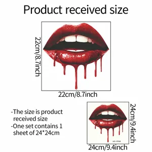 Stickers muraux lèvres rouges lumineuses pour décoration intérieure en tailles carrées
