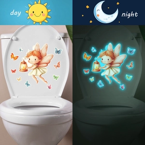 Luminous fairy and butterfly toilet stickers showing day and night visual effect
