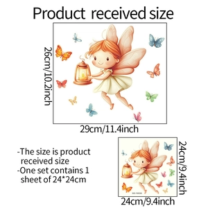 Luminous fairy with lantern and butterflies wall sticker set, 29x26cm home decor