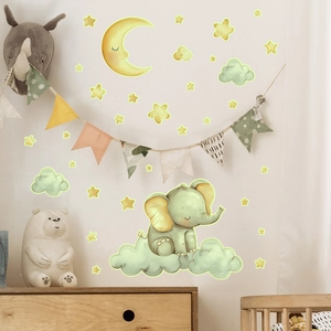 Leuchtende Wandaufkleber mit schlafendem Elefanten für die Wanddekoration im Kinderzimmer