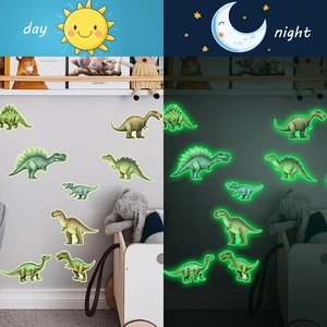 Luminous Dinosaur Wall Stickers Glow In The Dark Cartoon PVC Self Adhesive Removable Decals For Kids Bedroom Nursery Decor