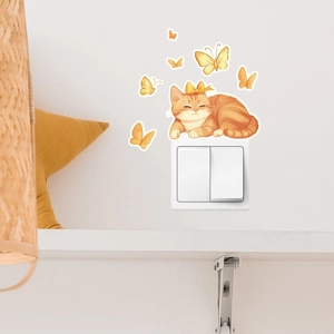 Glow in the dark cartoon cat and butterfly self-adhesive wall stickers for light switches