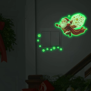 Luminous Christmas Santa Claus and stars wall stickers glowing in the dark for room decor