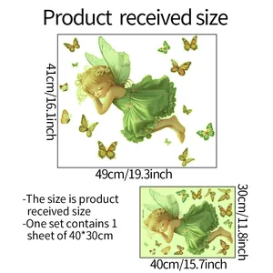 Size specifications for sleeping fairy and butterfly wall stickers for home decoration