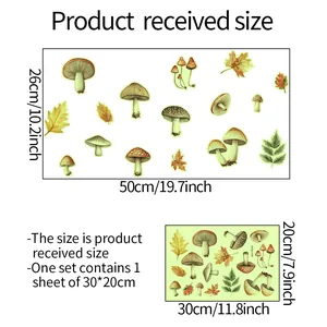 Größentabelle für Pilz-Wandaufkleber mit 50x26cm und 30x20cm Layout-Spezifikationen