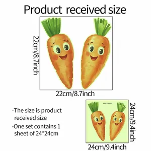 Luminous cartoon carrot wall stickers for bathroom decor with dimension specifications