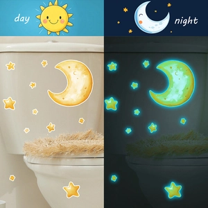 Luminous moon and stars wall stickers for home decoration with day and night glow effect