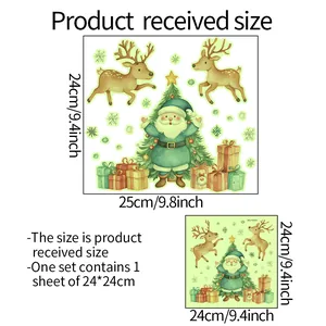 Detailed size chart showing 24x24cm luminous Christmas wall sticker dimensions and layout