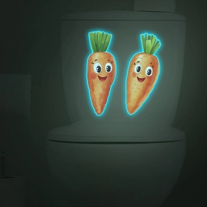 Luminous cute cartoon carrot wall stickers for bathroom toilet decor in the dark
