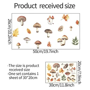 Bunte Pilz- und Herbstblätter-Wandaufkleber-Set, 50x26cm groß, für die Heimdekoration