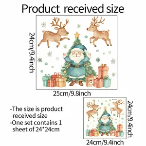 Luminous Christmas wall stickers with size guide showing reindeer and tree decals