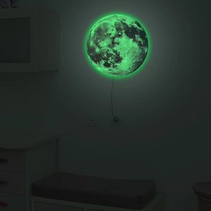 Luminous Earth wall sticker with green glowing effect for children room decor