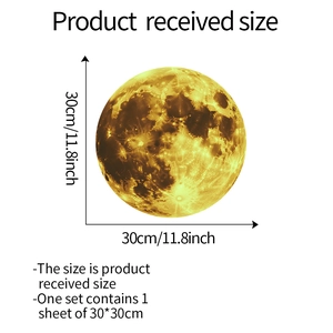 Adesivo murale luna luminosa 30cm decorazione fluorescente per camera da letto