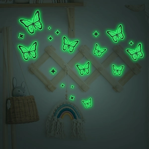 Stickers muraux papillons et étoiles luminescents pour décoration de chambre maison