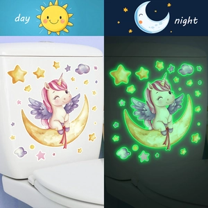 Luminous unicorn star and moon wall stickers with day and night glowing effect