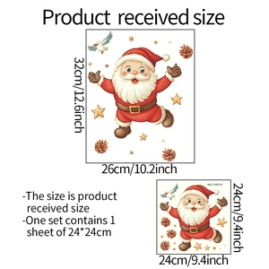 Detailed size guide for Christmas Santa toilet stickers showing layout and dimensions