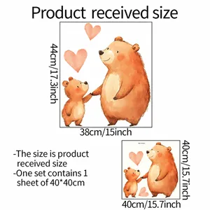 Glow in the dark brown bear wall sticker with heart for kids room 38x44cm