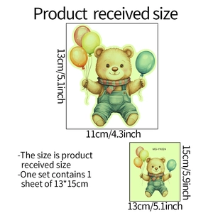 Luminous cartoon bear wall sticker MG-YK024 with balloons and green scarf for switches