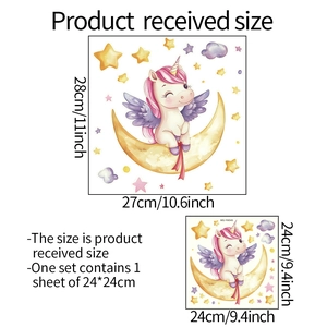 Luminous unicorn star moon wall stickers for bathroom and toilet decoration with sizes