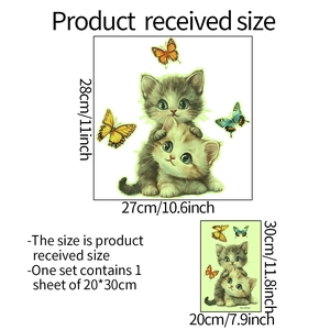 Cute cartoon cats and butterflies wall sticker set for bathroom and home decor
