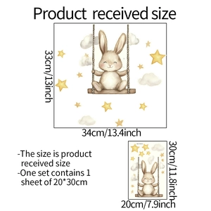 Spécifications de taille pour les autocollants muraux lapins et étoiles lumineuses