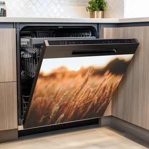 Autocollant magnétique pour lave-vaisselle avec paysage de champ de blé doré d'automne