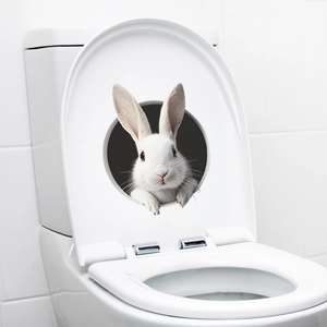 3D realistic white rabbit wormhole wall sticker for bathroom and home decoration