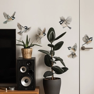 Set of 6 lifelike magpie bird wall decals for modern living room home decoration