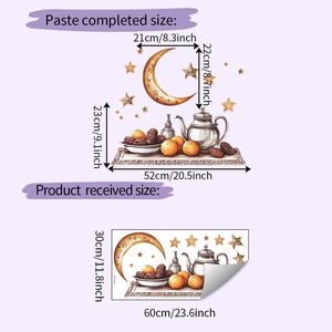 Diseño macro de pegatinas de pared de luna y estrellas con medidas y tamaño de montaje