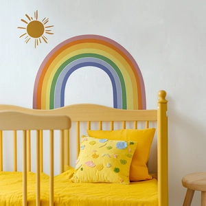 Rainbow And Sun Wall Stickers For Kids Room Nursery Decor Removable PVC Self-Adhesive Cartoon Wall Decals Home Decoration