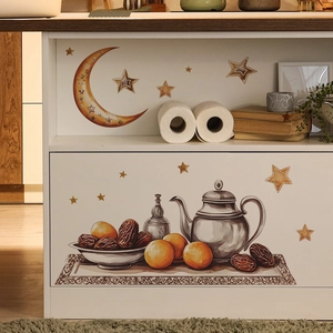 Pegatinas de pared de luna y estrellas doradas para decoración de cocina