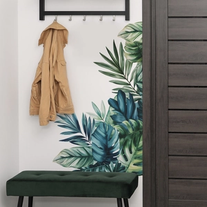 Self-adhesive tropical monstera and palm leaf wall stickers for home decor