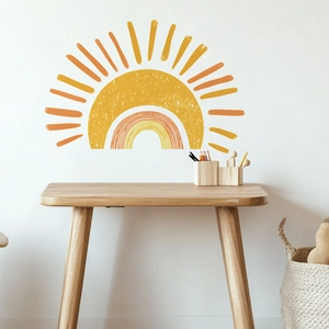 Boho style sun and rainbow wall decal sticker for warm bedroom nursery decoration
