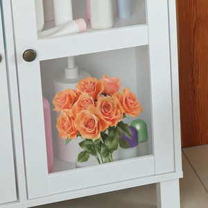 Self-adhesive wall sticker featuring a vibrant bouquet of orange roses and green leaves