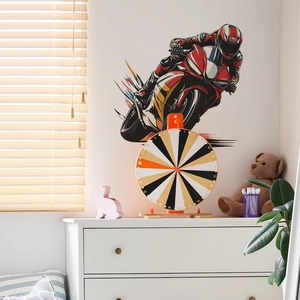 Sticker mural moto de course rouge auto-adhésif pour décoration de chambre et salon