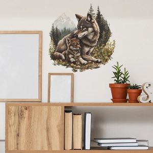 Cute wolf forest wall decal stickers for children's bedroom or living room wall decoration