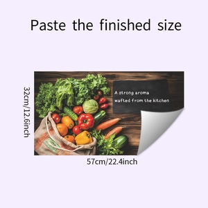 Detail of kitchen wall sticker showing fruit and vegetable bag with adhesive backing view