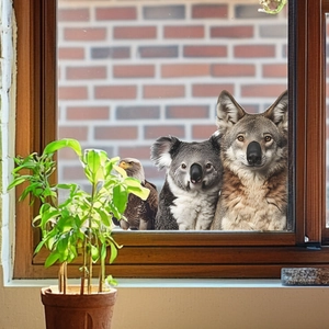 Realistic animal window stickers featuring eagle and wolf designs for home glass decor