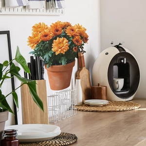 Self-adhesive orange potted chrysanthemum wall sticker for kitchen cabinet home decor