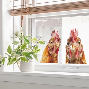 Zelfklevende cartoon hanenkop muurstickers voor huisdecoratie op vensterglas