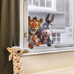 Adesivi murali 3D animali cartoni animati con tigre e asino per decorazione casa