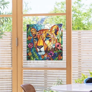 Colorful leopard flower glass window sticker decoration for home bathroom and entrance