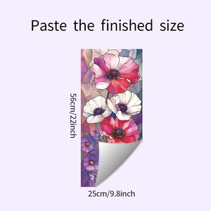 Detailed view of self-adhesive floral wall stickers with dimensions 56x25cm
