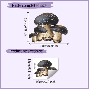 Detailed dimension guide for 3D mushroom wall sticker HY-KG161 with realistic pattern