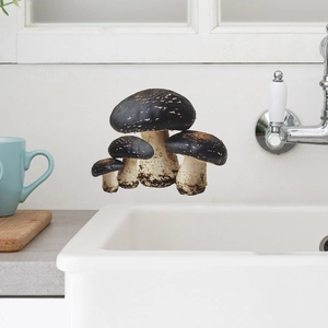 Self-adhesive mushroom wall stickers for home decor with realistic black and white texture