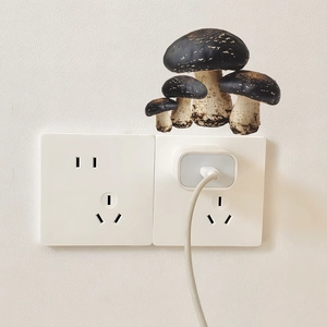 3D cartoon mushroom wall stickers for living room switch decoration with 4 brown pieces